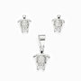 Set de topos y dije con diseño de tortuguita en plata ley 925 y circones blancos