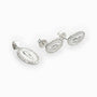 Set de topos y dije de la Virgen de Guadalupe en plata ley 925 con halo de circones