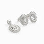 Set de topos y dije de la Virgen María con halo de circones blancos en plata ley 925