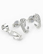Set de topos y dije de la Virgen orando en plata ley 925 con circones blancos