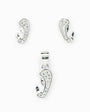 Set de topos y dije de la Virgen orando en plata ley 925 con circones blancos