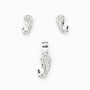 Set de topos y dije de la Virgen orando en plata ley 925 con circones blancos