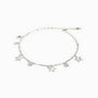 Tobillera en plata ley 925 de 1 mm con dijes de estrellas y circones blancos.