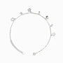 Tobillera en plata ley 925 de 1 mm con dijes de estrellas y circones blancos.