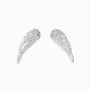 Topos con diseño de alas de 16x5 mm en plata ley 925 con circones blancos