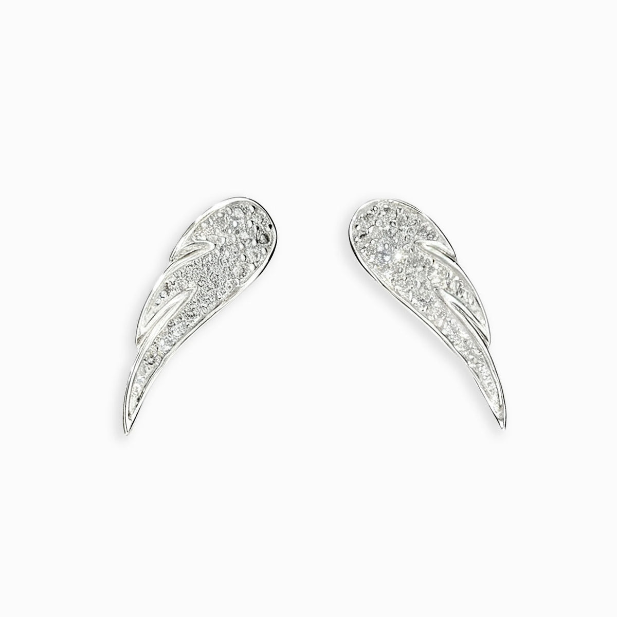 Topos con diseño de alas de 16x5 mm en plata ley 925 con circones blancos