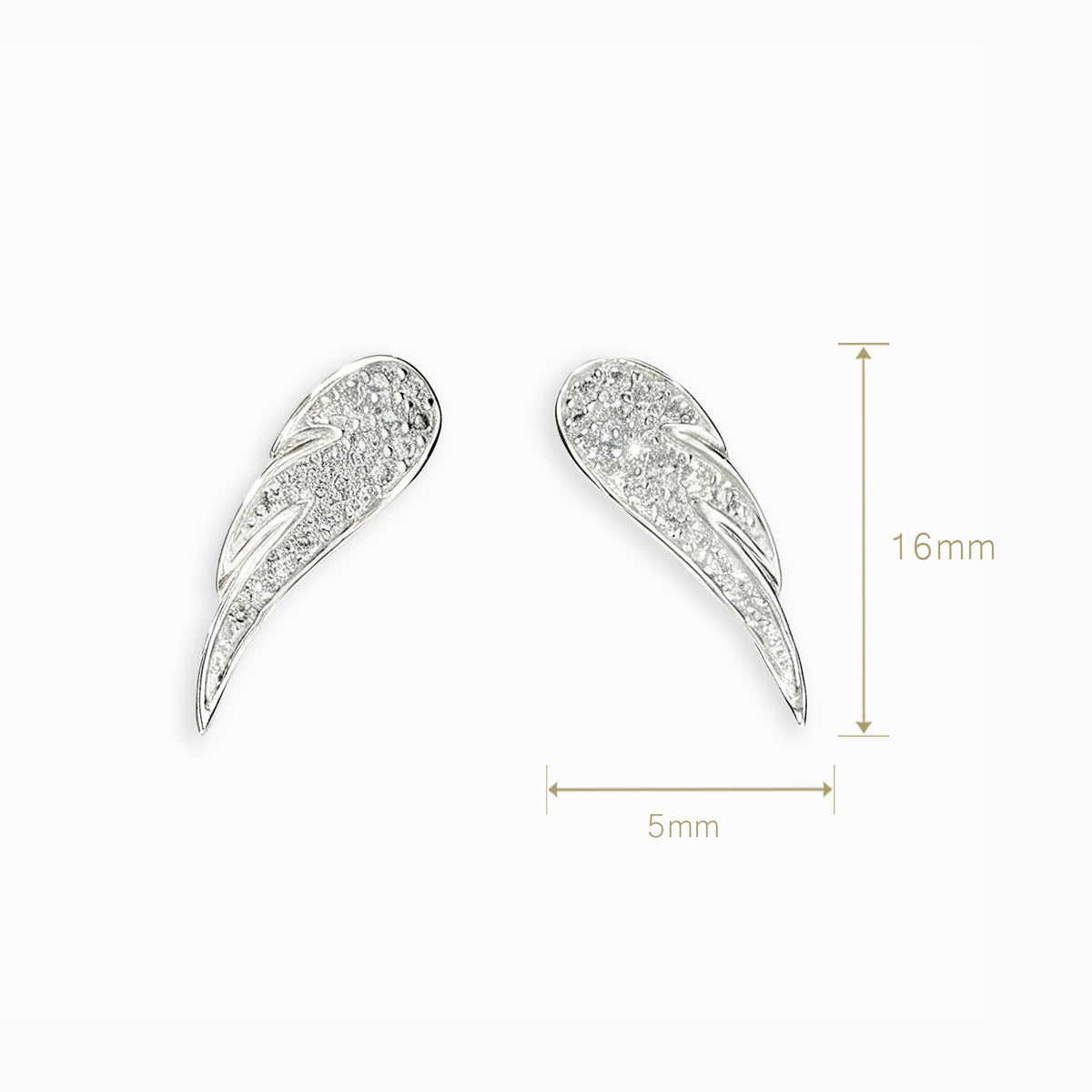 Topos con diseño de alas de 16x5 mm en plata ley 925 con circones blancos
