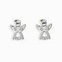 Topos miniatura con forma de ángel en plata ley 925 y circones de 8.8x7 mm