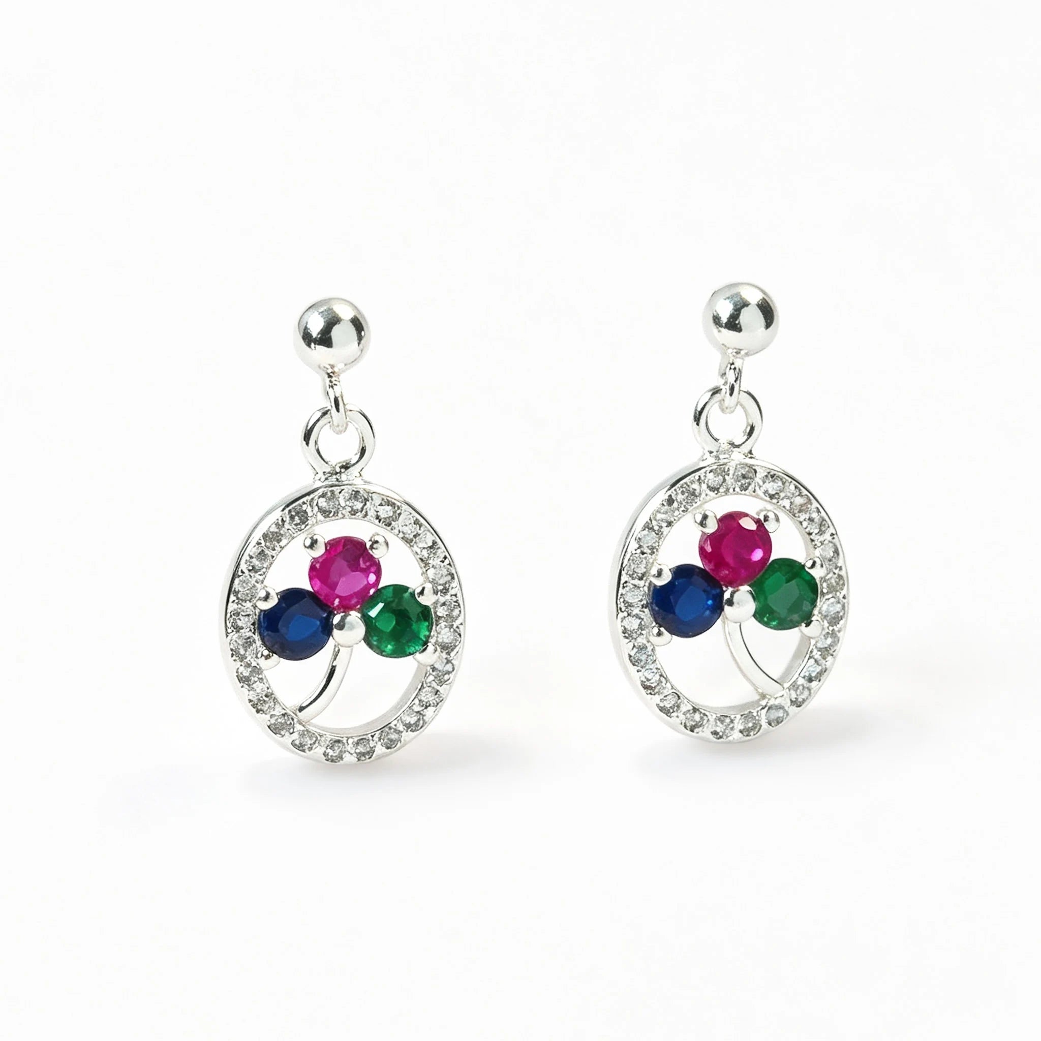 Topos árbol con circones de colores en plata ley 925 para mujer