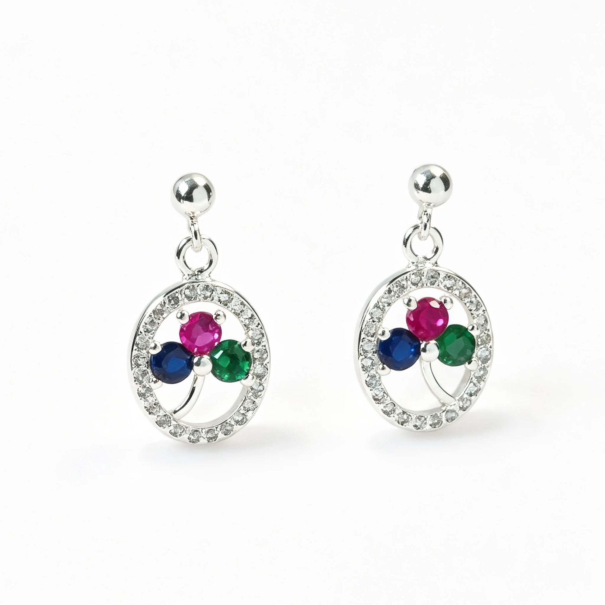 Topos árbol con circones de colores en plata ley 925 para mujer