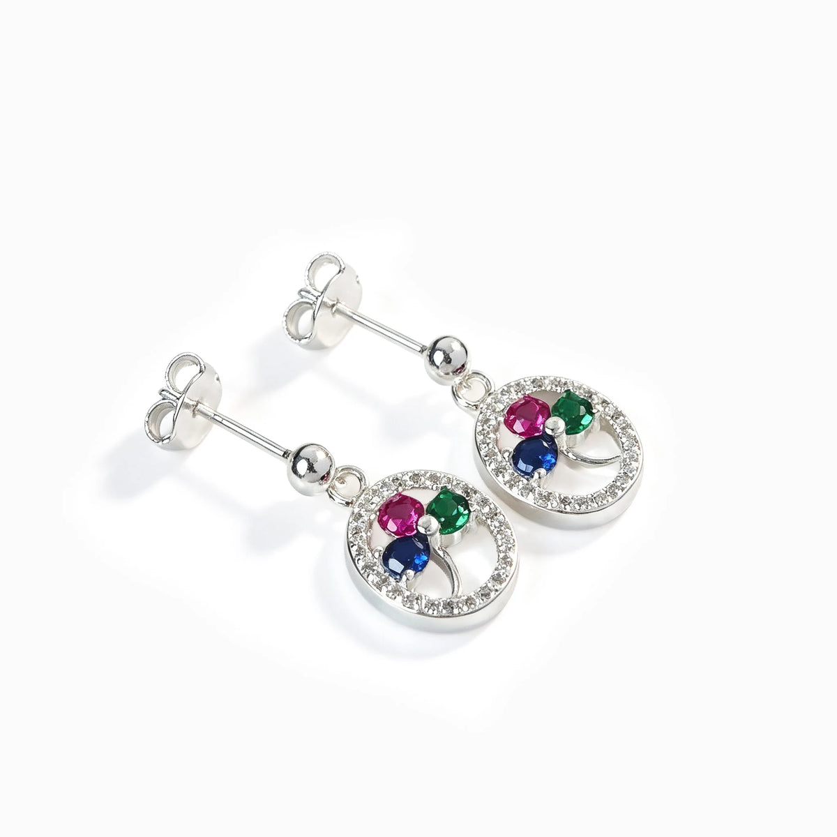 Topos árbol con circones de colores en plata ley 925 para mujer