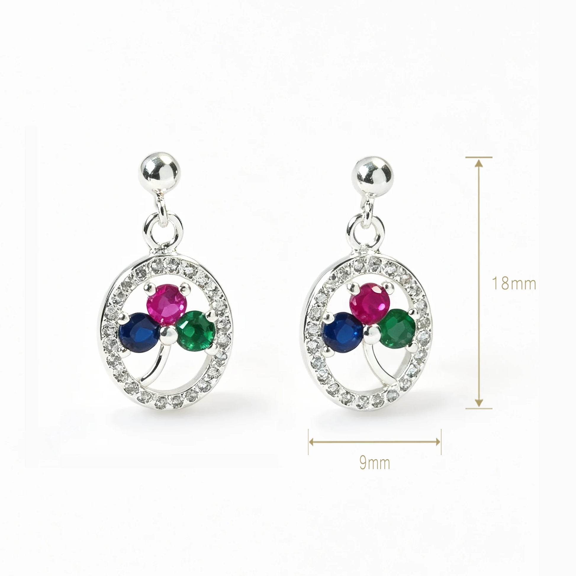 Topos árbol con circones de colores en plata ley 925 para mujer