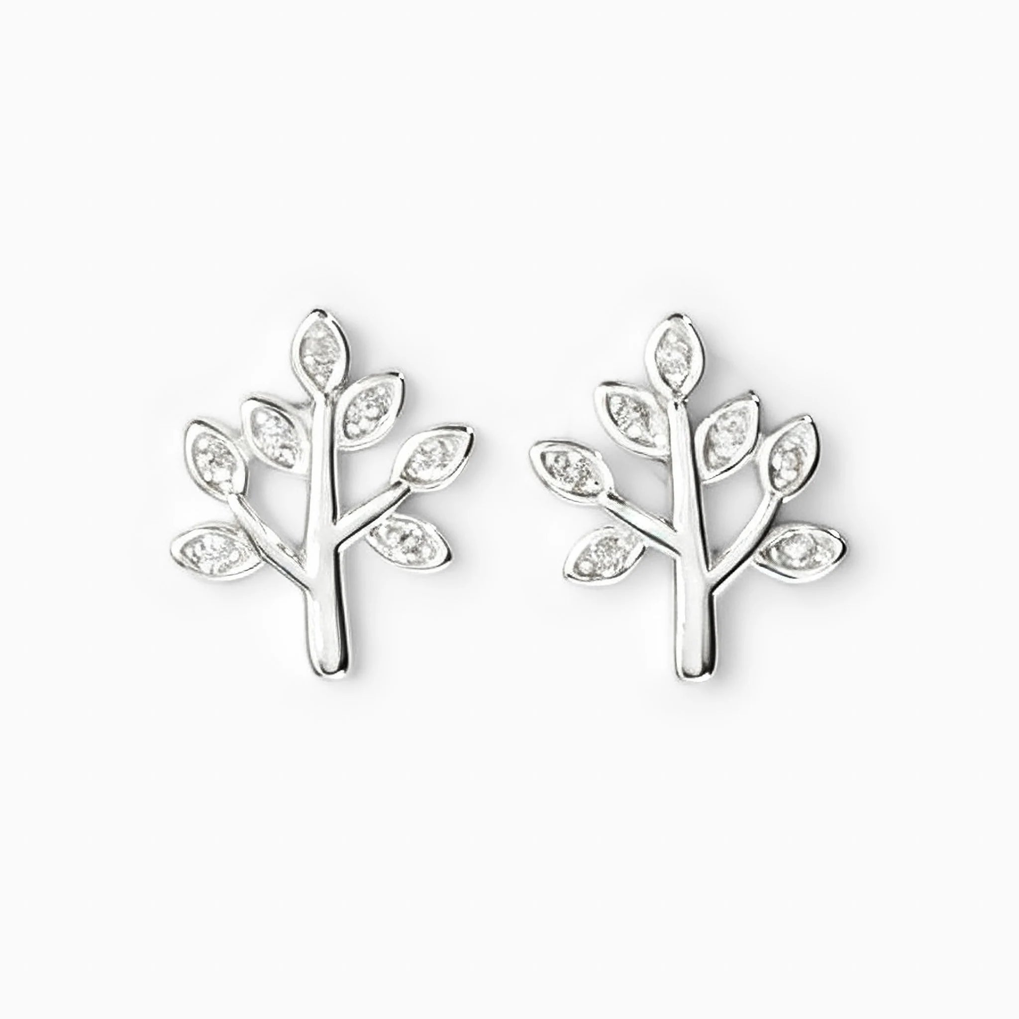 Topos con diseño de árbol de la vida de 9.5x8 mm en plata ley 925 con circones.