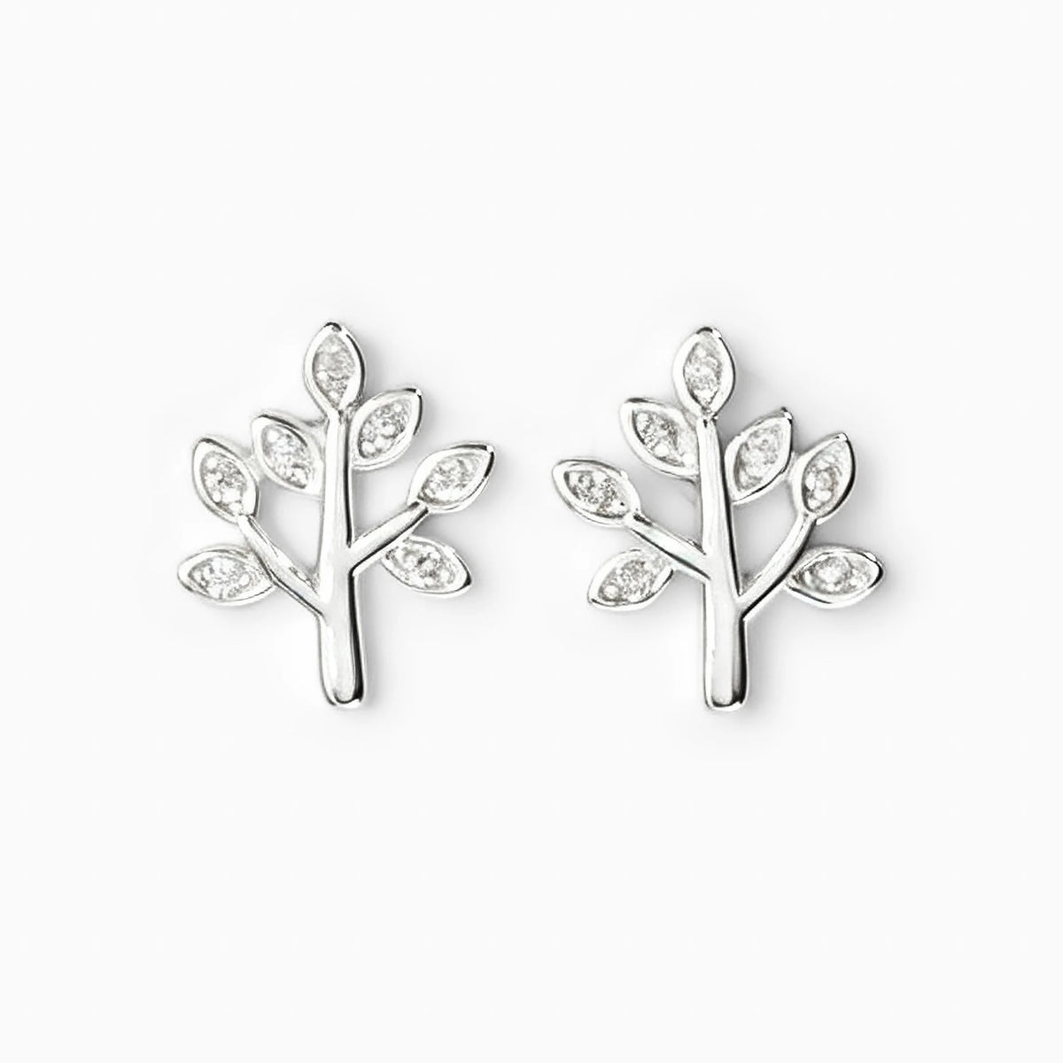 Topos con diseño de árbol de la vida de 9.5x8 mm en plata ley 925 con circones.