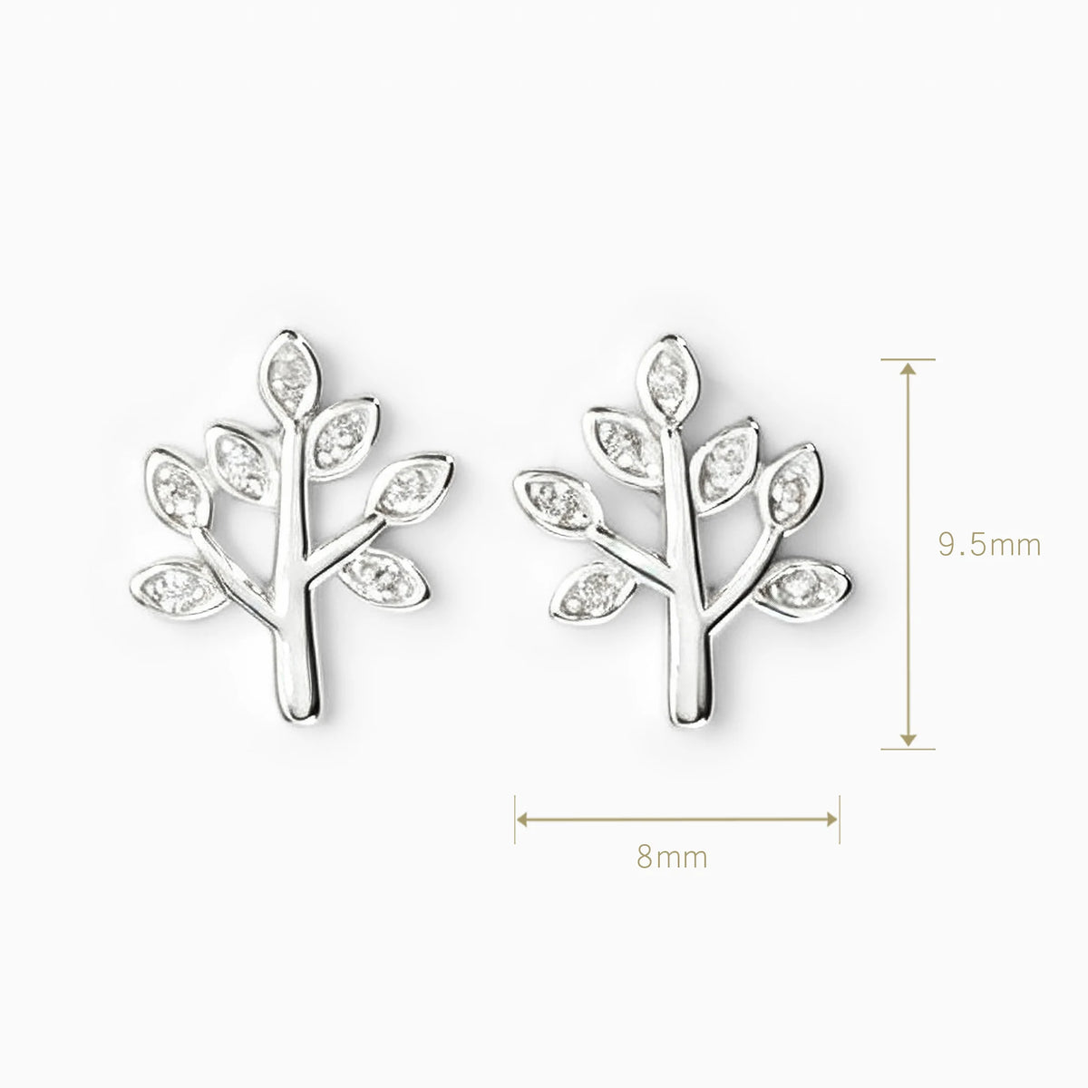 Topos con diseño de árbol de la vida de 9.5x8 mm en plata ley 925 con circones.