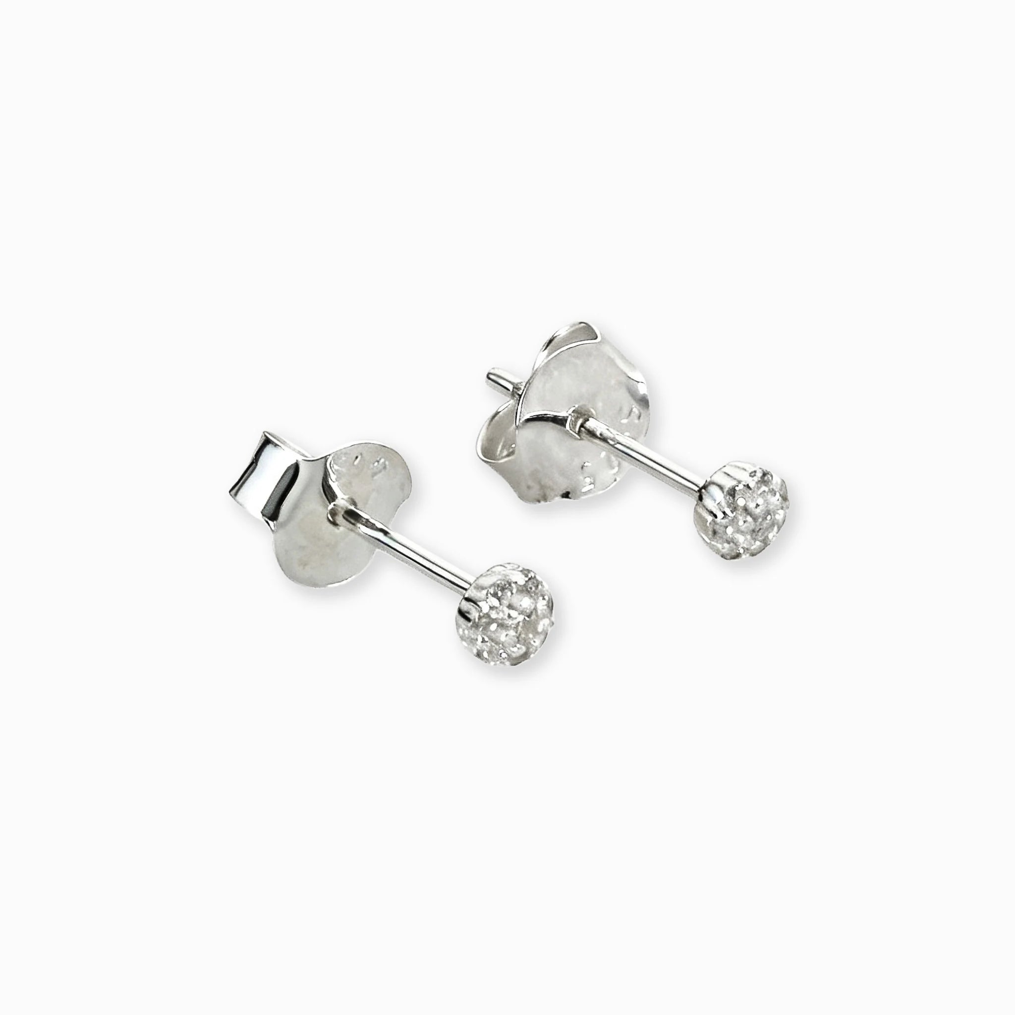 Topos miniatura en forma de botón redondo de 3 mm en plata ley 925 con circones
