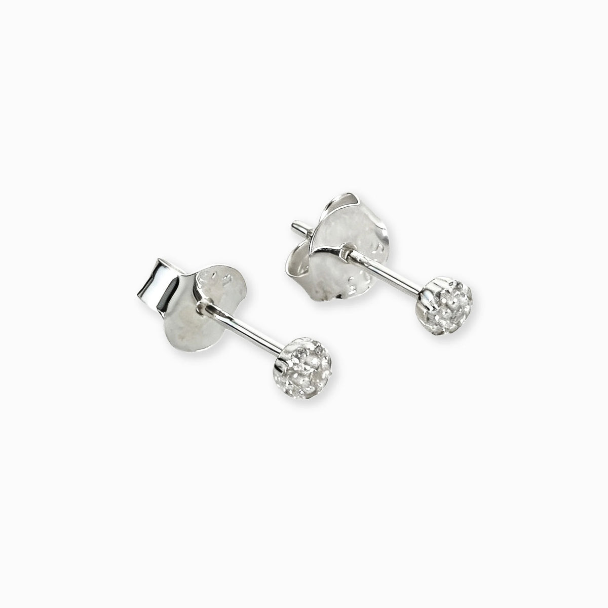 Topos miniatura en forma de botón redondo de 3 mm en plata ley 925 con circones
