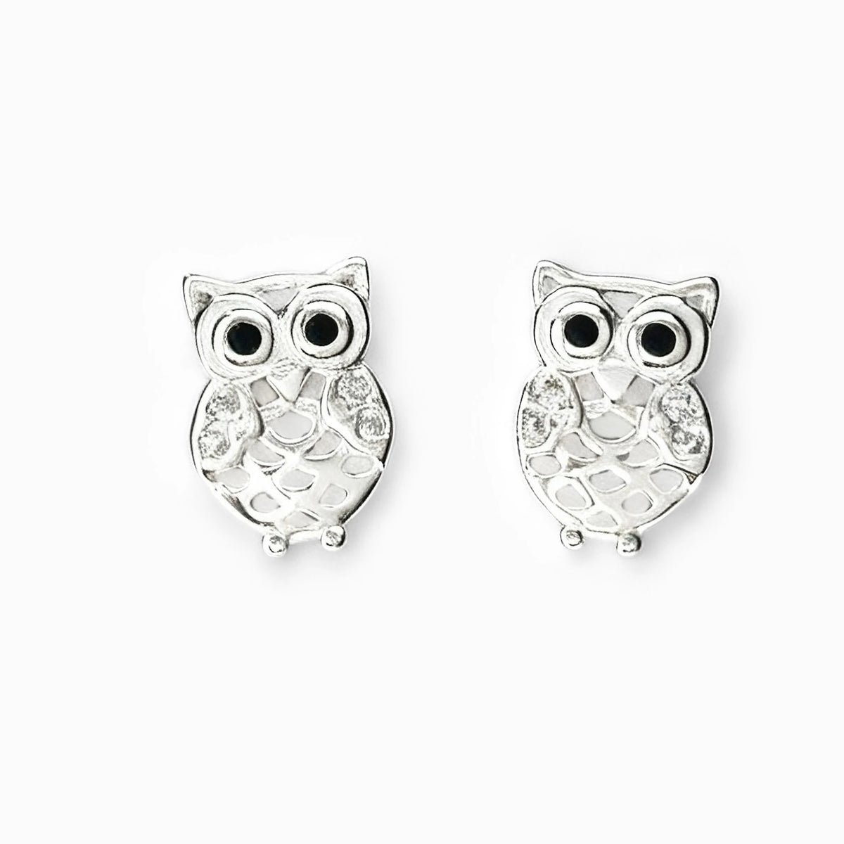 Topos con diseño de búho calado de 8.5x5.6 mm en plata ley 925