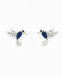 Topos con diseño de colibrí azul de 8.5x9 mm en plata ley 925 y circones
