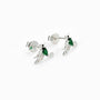 Topos con diseño de colibrí verde de 8.5x9 mm en plata ley 925 y circones