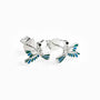 Topos de colibrí en plata ley 925 con alas esmaltadas en azul y verde de 10x8 mm