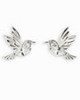 Topos con diseño de colibrí en plata ley 925 y circones blancos de 12x10 mm