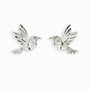 Topos con diseño de colibrí en plata ley 925 y circones blancos de 12x10 mm