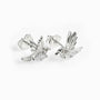 Topos con diseño de colibrí en plata ley 925 y circones blancos de 12x10 mm