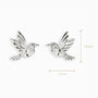 Topos con diseño de colibrí en plata ley 925 y circones blancos de 12x10 mm