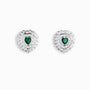 Topos de plata ley 925 con diseño de corazón y circon verde.