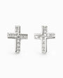 Topos mini con diseño de cruz de 9.5x7.2 mm en plata ley 925 y circones 