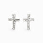 Topos mini con diseño de cruz de 9.5x7.2 mm en plata ley 925 y circones 