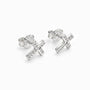 Topos mini con diseño de cruz de 9.5x7.2 mm en plata ley 925 y circones 