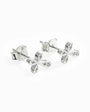 Topos con diseño de cruz mini de 8.5x6.7 mm en plata ley 925 con circones blancos