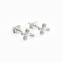 Topos con diseño de cruz mini de 8.5x6.7 mm en plata ley 925 con circones blancos