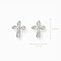 Topos con diseño de cruz mini de 8.5x6.7 mm en plata ley 925 con circones blancos