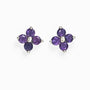 Topos con diseño floral de 6.7x6.7 mm en plata ley 925 con amatista natural