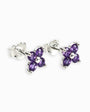 Topos con diseño floral de 6.7x6.7 mm en plata ley 925 con amatista natural