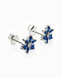 Topos florales de 8 mm en plata ley 925 con circones azules y circon blanco central