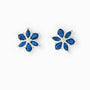 Topos florales de 8 mm en plata ley 925 con circones azules y circon blanco central