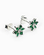 Topos florales de 8 mm en plata ley 925 con circones verdes y circon blanco centra