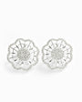 Topos floral texturizado con circones en plata ley 925 para mujer
