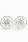Topos floral texturizado con circones en plata ley 925 para mujer
