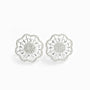 Topos floral texturizado con circones en plata ley 925 para mujer