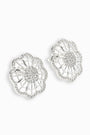 Topos floral texturizado con circones en plata ley 925 para mujer