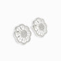 Topos floral texturizado con circones en plata ley 925 para mujer
