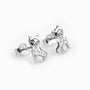 Topos con diseño de gata sentada de 10.5x7.5 mm en plata ley 925 con circones blancos