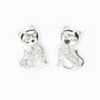 Topos con diseño de gata sentada de 10.5x7.5 mm en plata ley 925 con circones blancos