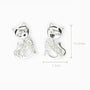 Topos con diseño de gata sentada de 10.5x7.5 mm en plata ley 925 con circones blancos