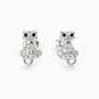 Topos mini con diseño de gata de 9.7x6.2 mm en plata ley 925 con circones